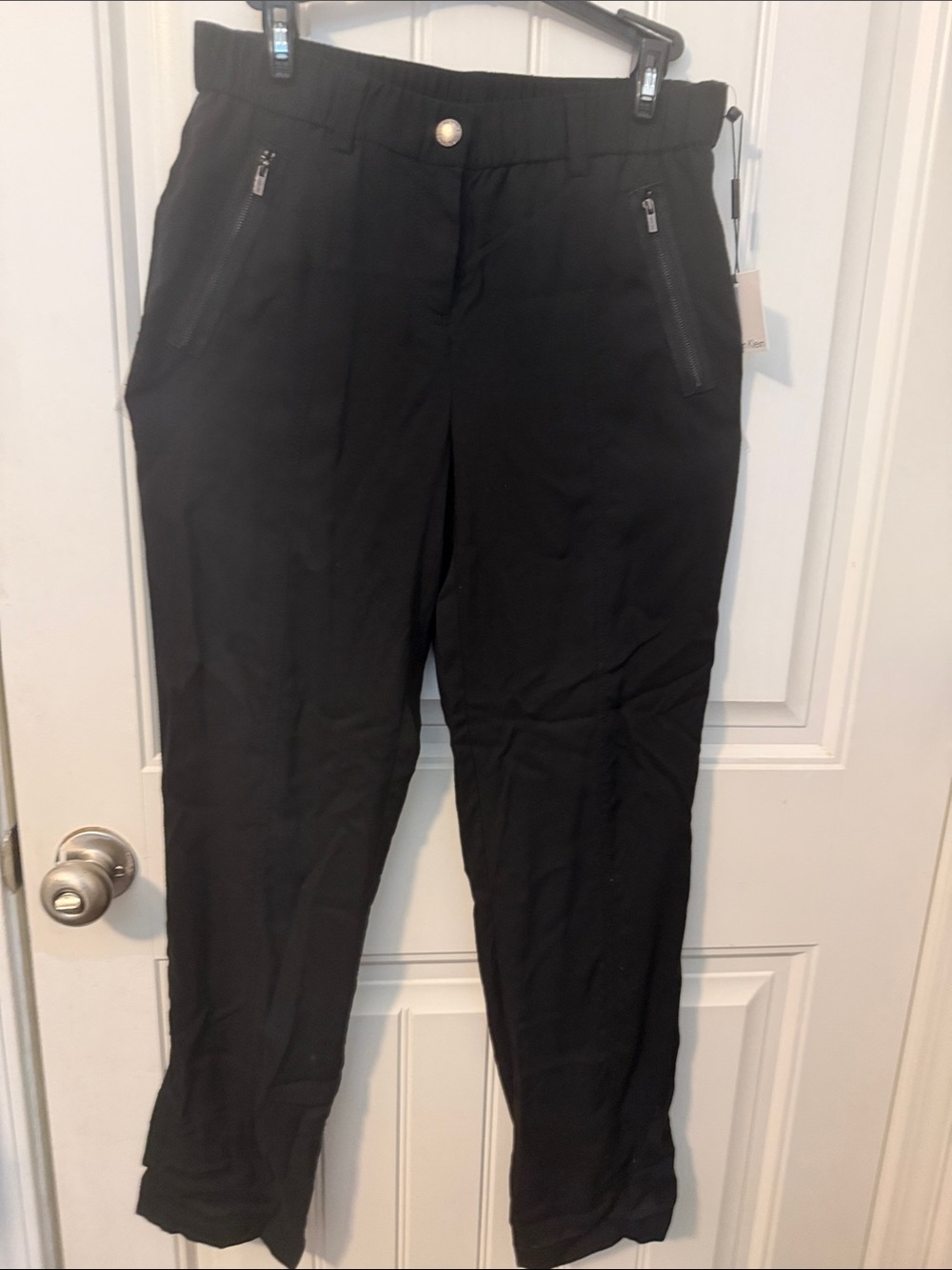 Calvin Klein Black Stretch Zip-Pocket Chinos